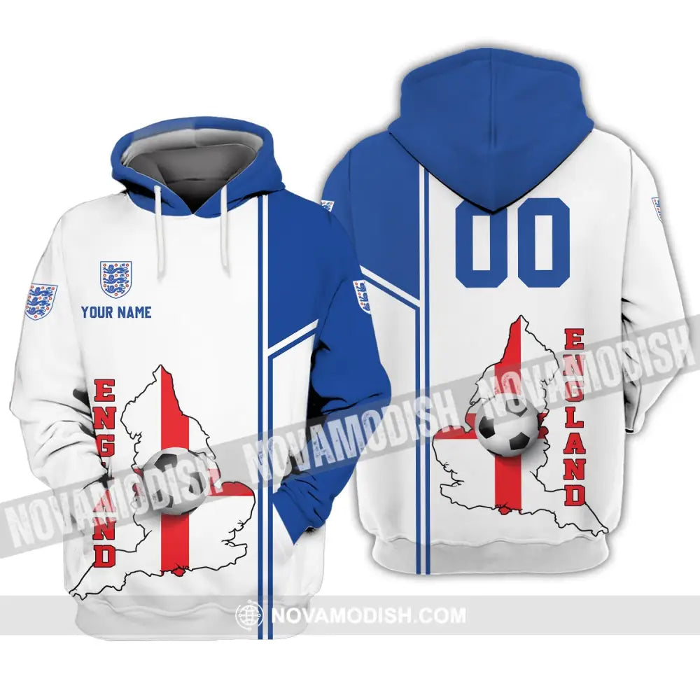 Unisex Shirt - Custom Name And Number Shirt England Map Ball Shirt Euro 2024 Hoodie / S T-shirt