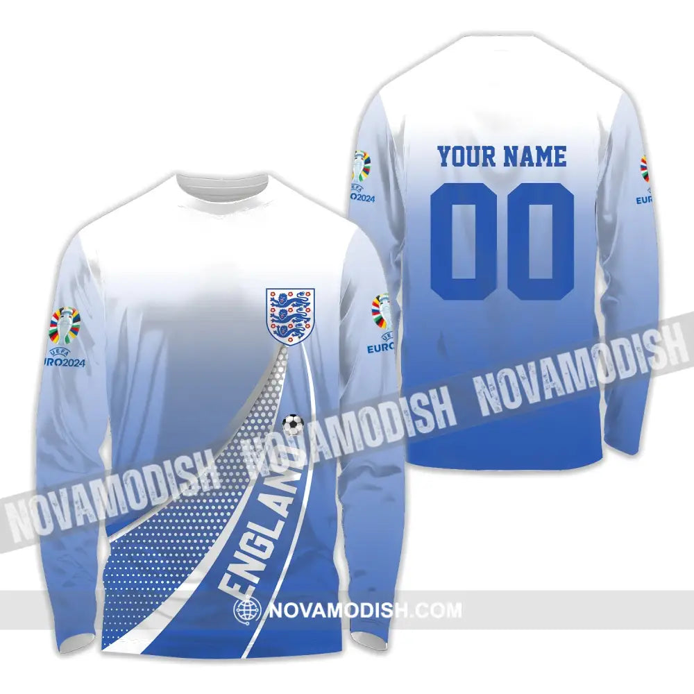 Unisex Shirt - Custom Name And Number England National Team Euro Shirt 2024 Long Sleeve Shirt / S T-shirt