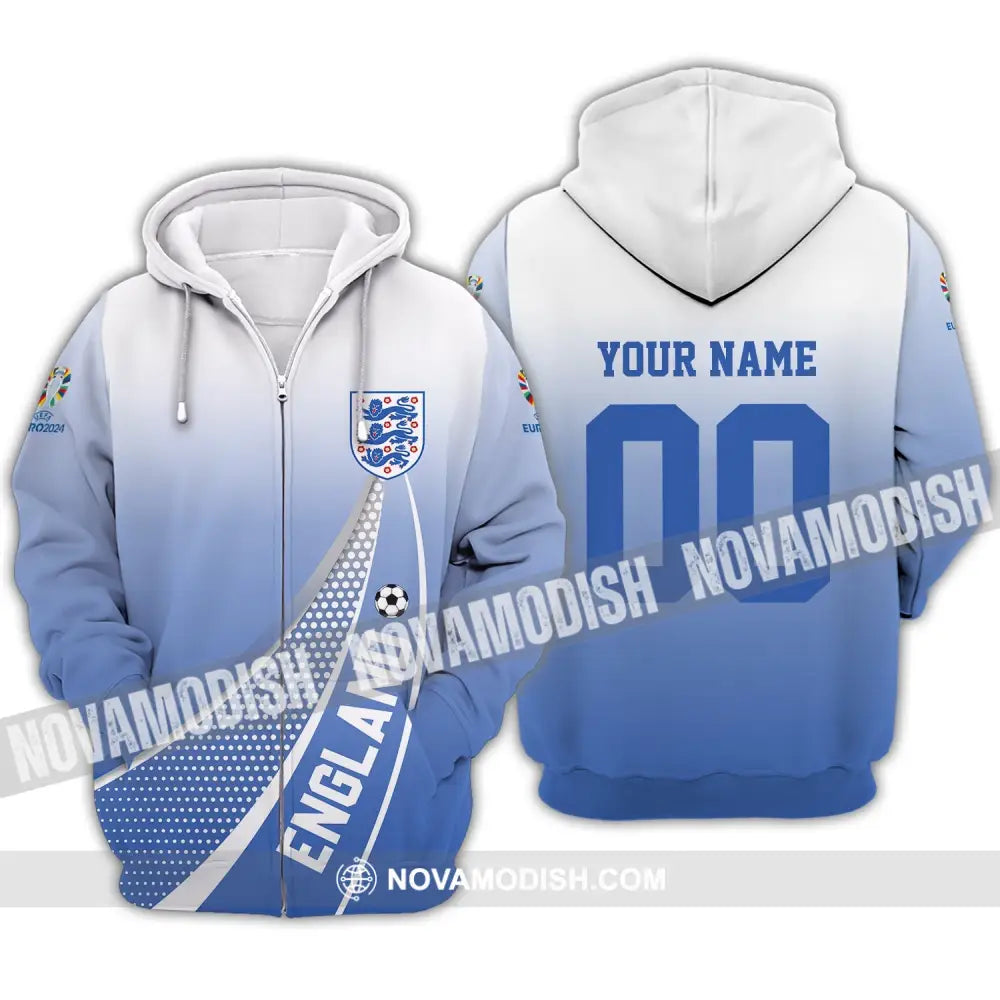 Unisex Shirt - Custom Name And Number England National Team Euro Shirt 2024 Zipper Hoodie / S T-shirt