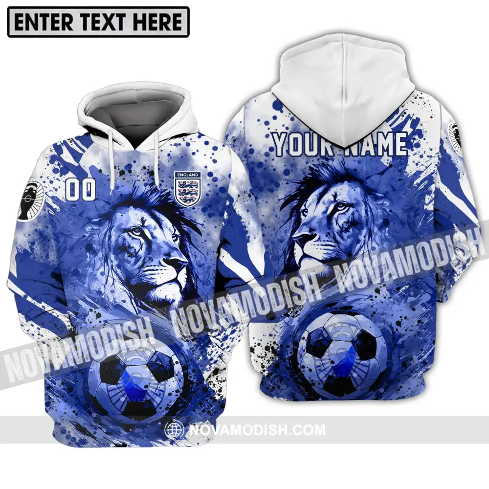 Unisex Shirt - Custom Name And Number Shirt England National Team Lion Ball Hoodie / S T-shirt