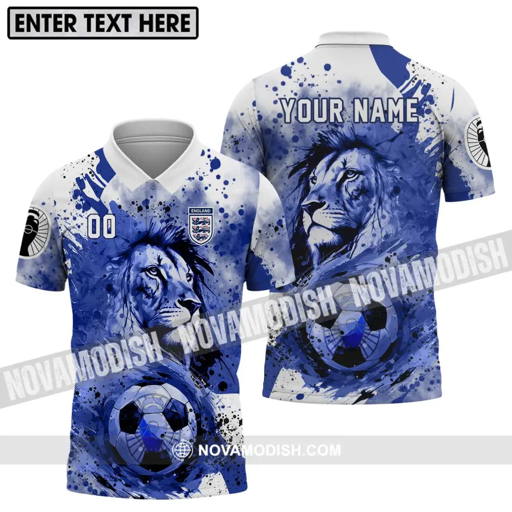Unisex Shirt - Custom Name And Number Shirt England National Team Lion Ball Polo Shirt / S T-shirt