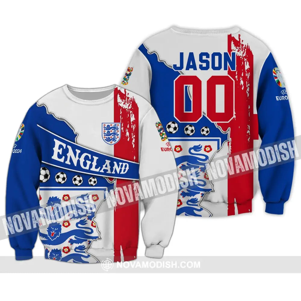 Unisex Shirt - Custom Name And Number Shirt England National Team Long Sleeve / S T-shirt