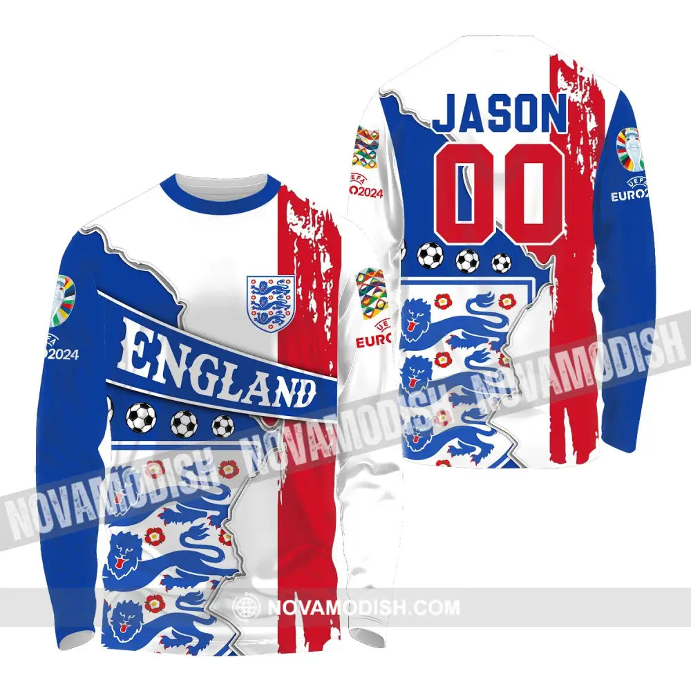 Unisex Shirt - Custom Name And Number Shirt England National Team Long Sleeve Shirt / S T-shirt