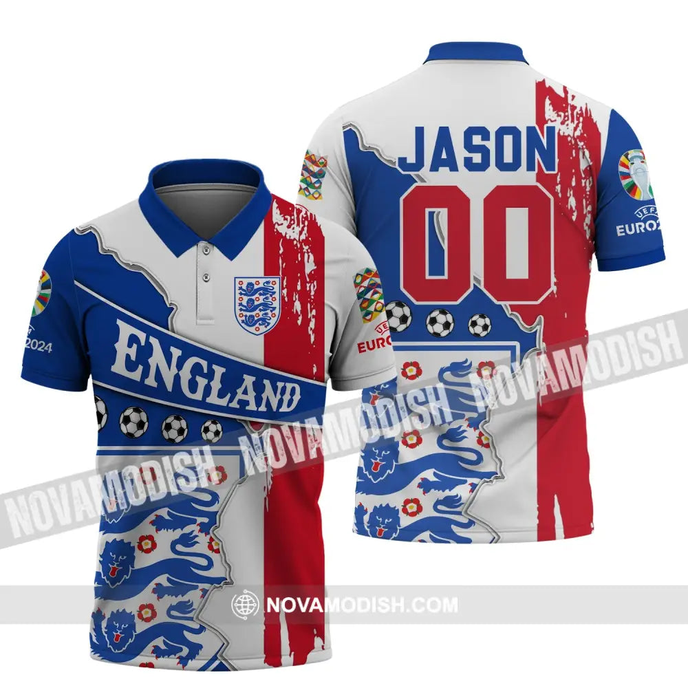 Unisex Shirt - Custom Name And Number Shirt England National Team Polo Shirt / S T-shirt