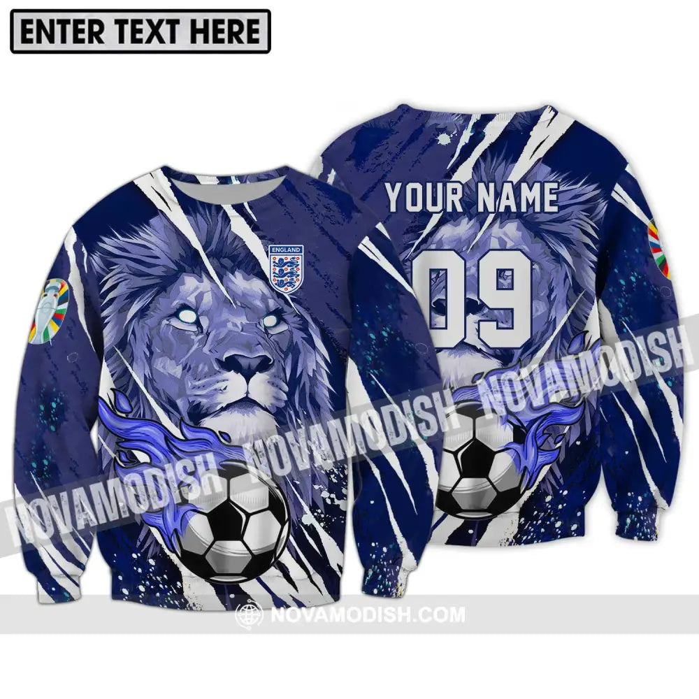 Unisex Shirt - Custom Name And Number Shirt England Team Lion Ball Long Sleeve / S T-shirt