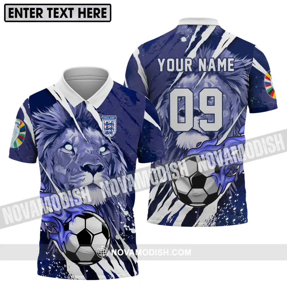 Unisex Shirt - Custom Name And Number Shirt England Team Lion Ball Polo Shirt / S T-shirt