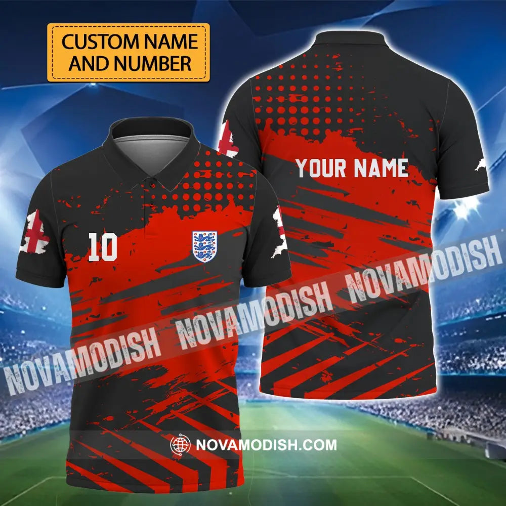 Unisex Shirt - Custom Name And Number Shirt England Team Lover Black Red Shirt Euro 2024 T-shirt