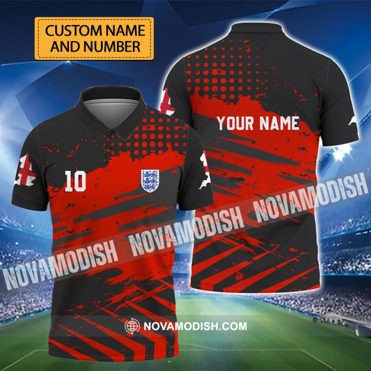 Unisex Shirt - Custom Name And Number Shirt England Team Lover Black Red Shirt Euro 2024 T-shirt