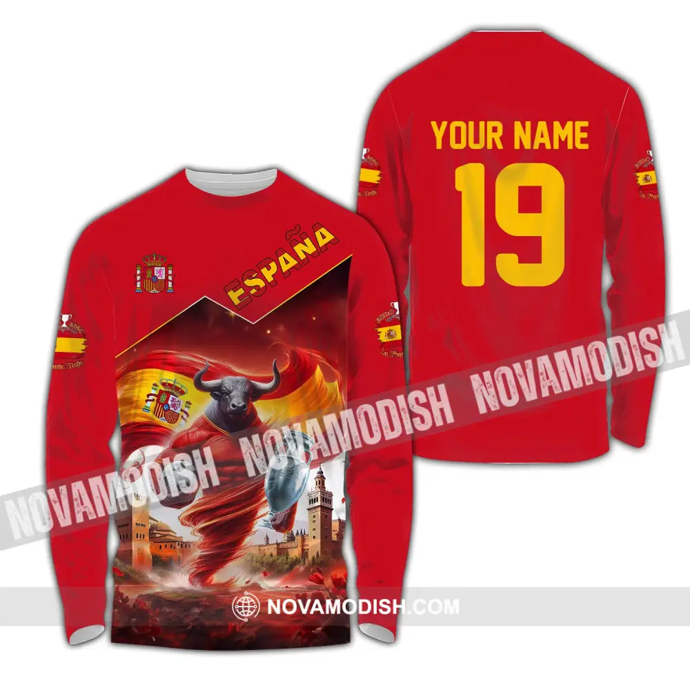 Unisex Shirt Custom Name And Number España Football Polo Euro 2024 Espana Hoodie Long Sleeve / S