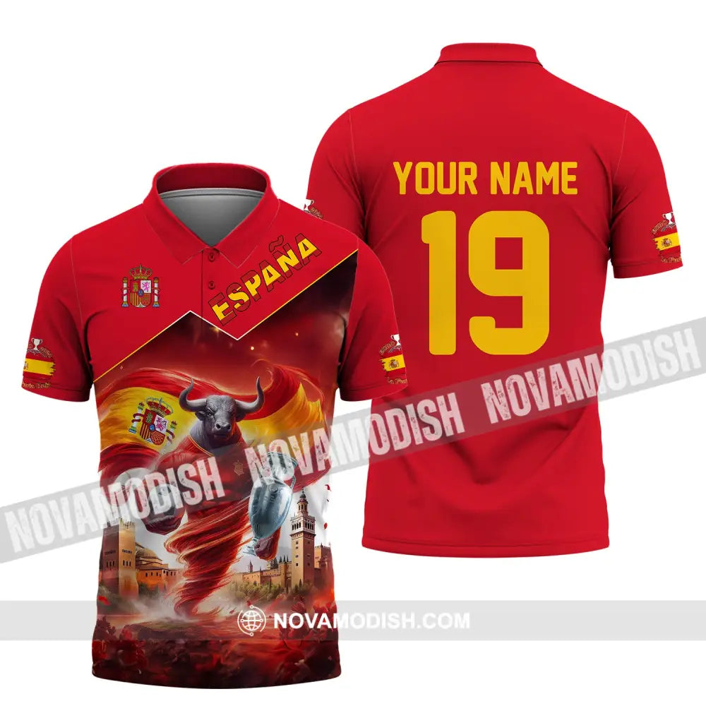 Unisex Shirt Custom Name And Number España Football Polo Euro 2024 Espana Hoodie Long Sleeve / S