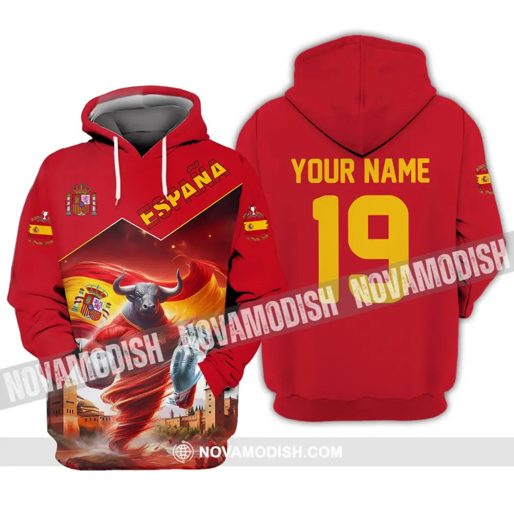 Unisex Shirt Custom Name And Number España Football Polo Euro 2024 Espana Hoodie Long Sleeve / S