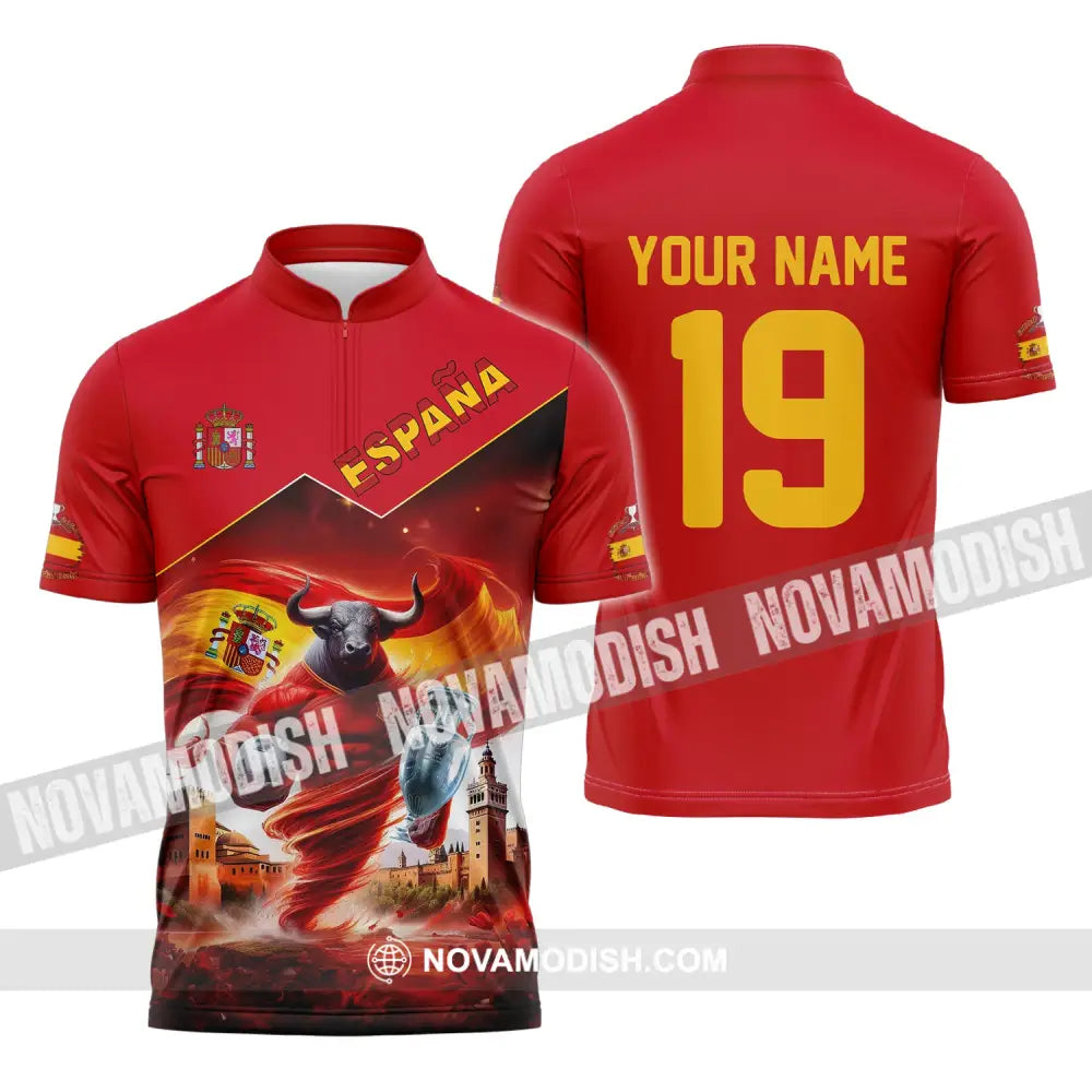 Unisex Shirt Custom Name And Number España Football Polo Euro 2024 Espana Hoodie Long Sleeve