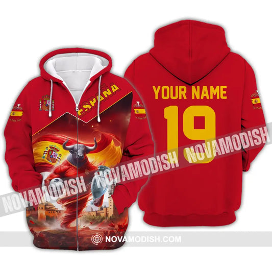 Unisex Shirt Custom Name And Number España Football Polo Euro 2024 Espana Hoodie Long Sleeve