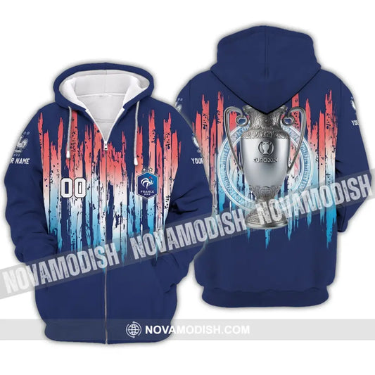 Unisex Shirt - Custom Name And Number Euro 2024 Shirt Cup France National Team Shirt Zipper Hoodie / S T-shirt