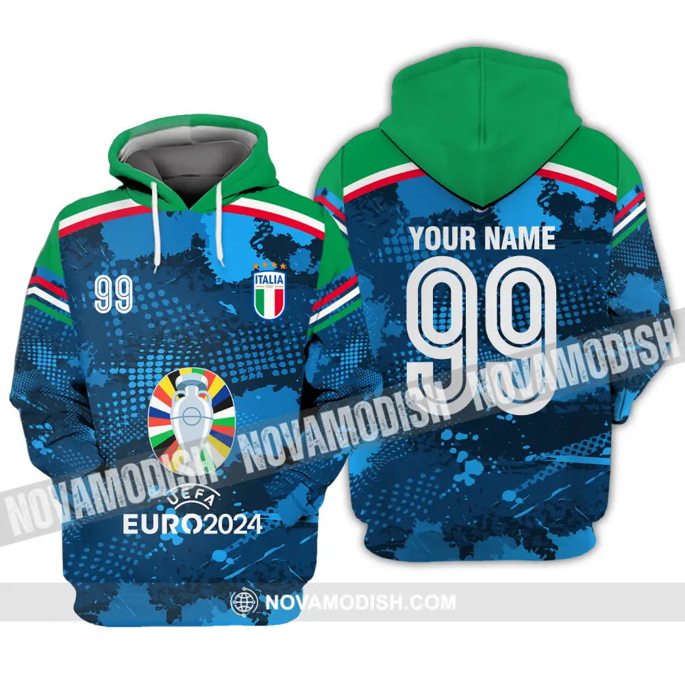 Unisex Shirt - Custom Name And Number Euro 2024 Cup Shirt Italia National Team Hoodie / S T-shirt