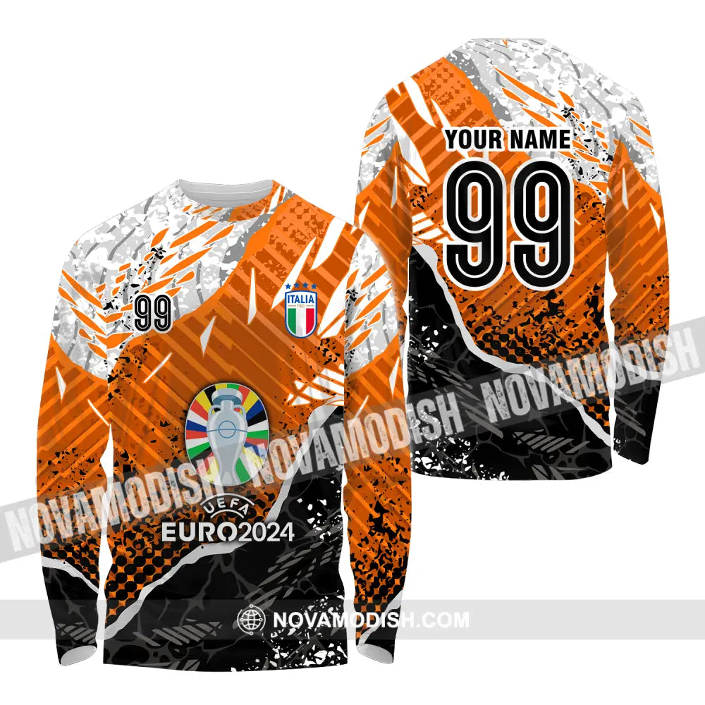 Unisex Shirt - Custom Name And Number Euro 2024 Cup Shirt Italia National Team Shirt Long Sleeve Shirt / S T-shirt