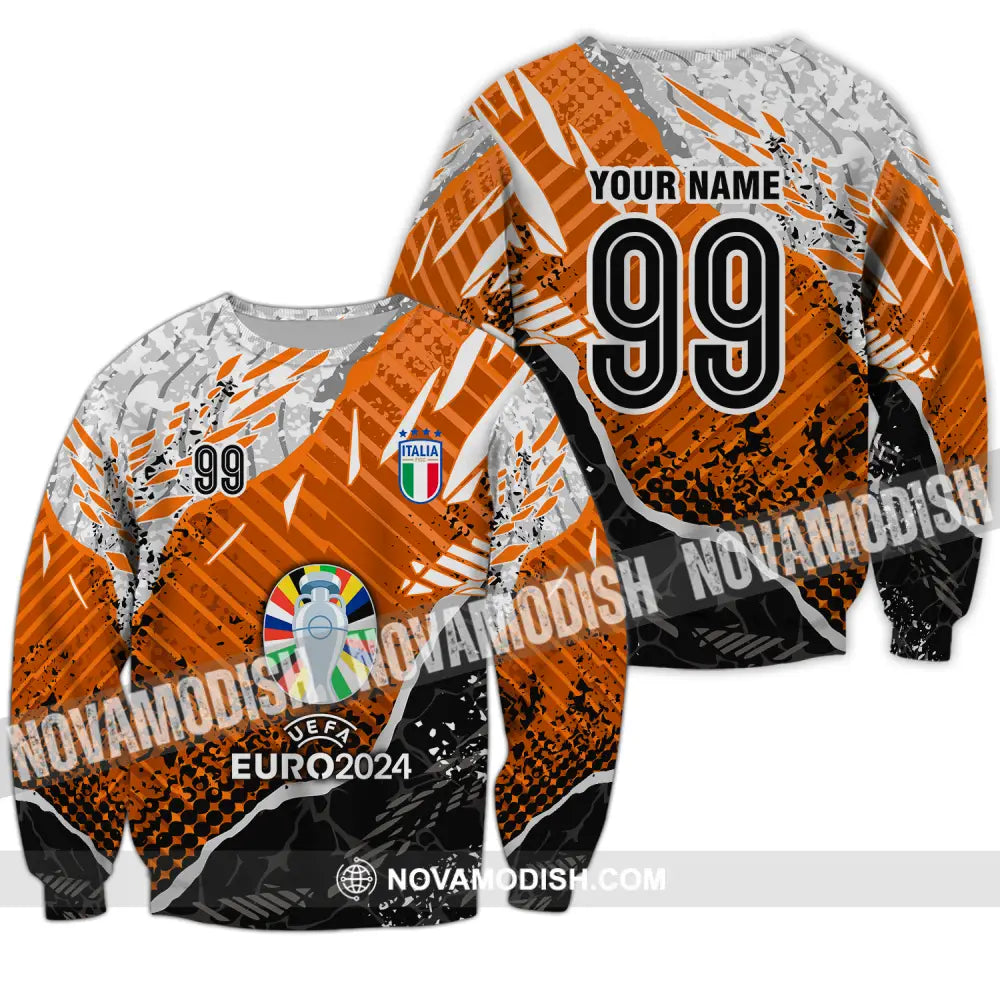 Unisex Shirt - Custom Name And Number Euro 2024 Cup Shirt Italia National Team Shirt Long Sleeve / S T-shirt
