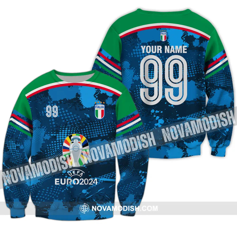 Unisex Shirt - Custom Name And Number Euro 2024 Cup Shirt Italia National Team Long Sleeve / S T-shirt