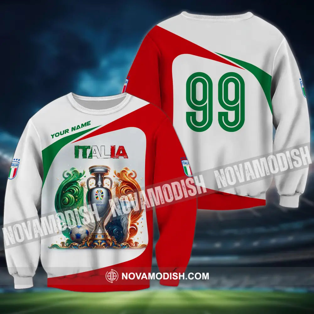 Unisex Shirt - Custom Name And Number Shirt Euro 2024 Cup Italia National Team Shirt Long Sleeve / S T-shirt