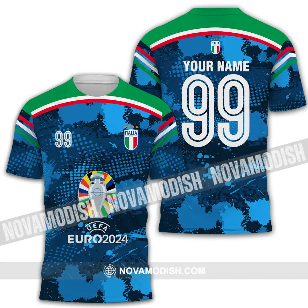 Unisex Shirt - Custom Name And Number Euro 2024 Cup Shirt Italia National Team T-shirt