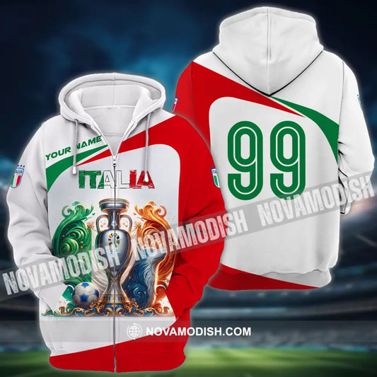 Unisex Shirt - Custom Name And Number Shirt Euro 2024 Cup Italia National Team Shirt Zipper Hoodie / S T-shirt