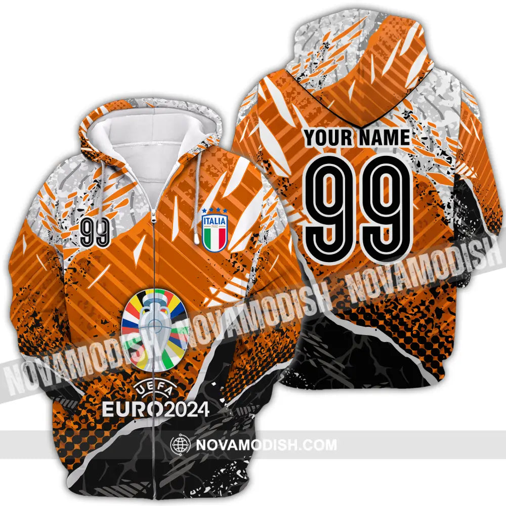 Unisex Shirt - Custom Name And Number Euro 2024 Cup Shirt Italia National Team Shirt Zipper Hoodie / S T-shirt