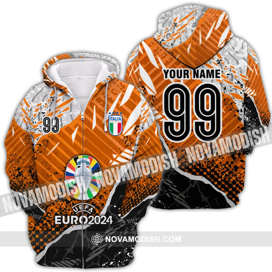 Unisex Shirt - Custom Name And Number Euro 2024 Cup Shirt Italia National Team Shirt Zipper Hoodie / S T-shirt
