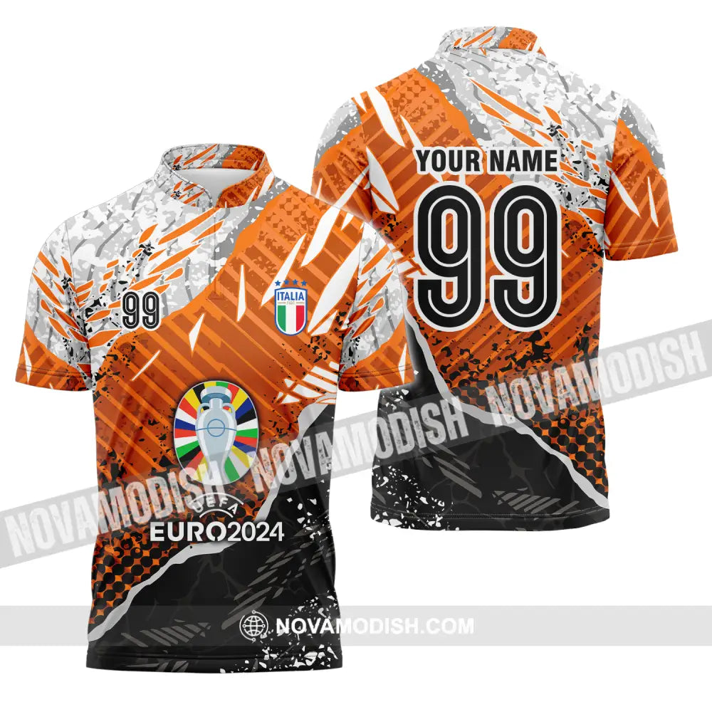 Unisex Shirt - Custom Name And Number Euro 2024 Cup Shirt Italia National Team Shirt Zipper Polo Shirt / S T-shirt