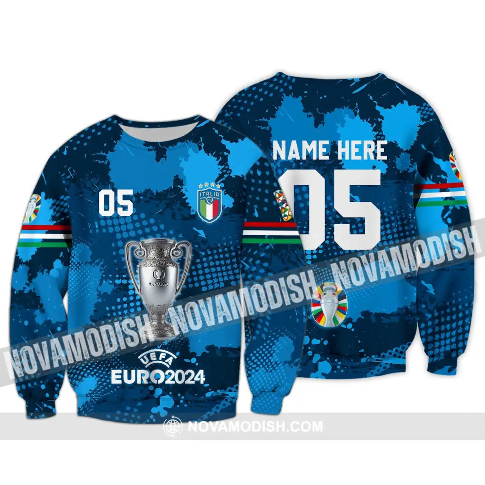 Unisex Shirt - Custom Name And Number Euro 2024 Shirt Cup Of Italia National Team Shirt Long Sleeve / S T-shirt