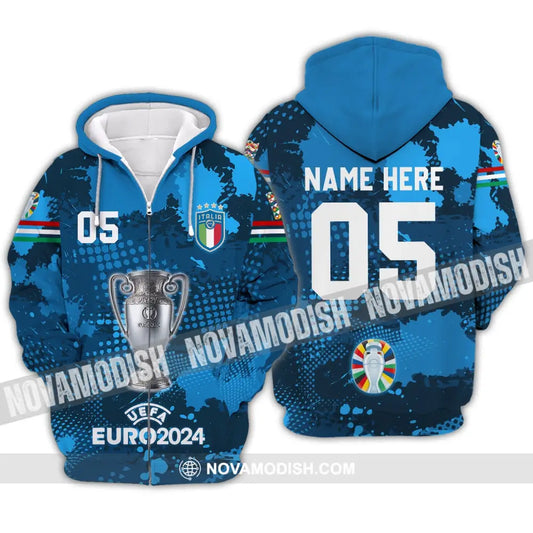 Unisex Shirt - Custom Name And Number Euro 2024 Shirt Cup Of Italia National Team Shirt Zipper Hoodie / S T-shirt