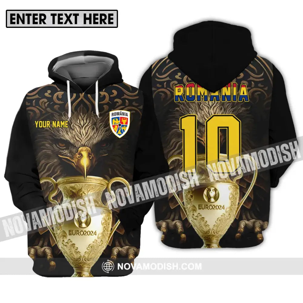 Unisex Shirt - Custom Name And Number Euro 2024 Cup Shirt Romania Team Hoodie / S T-shirt