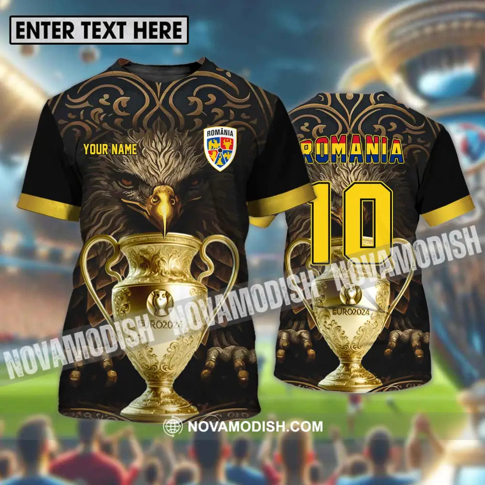 Unisex Shirt - Custom Name And Number Euro 2024 Cup Shirt Romania Team T-shirt