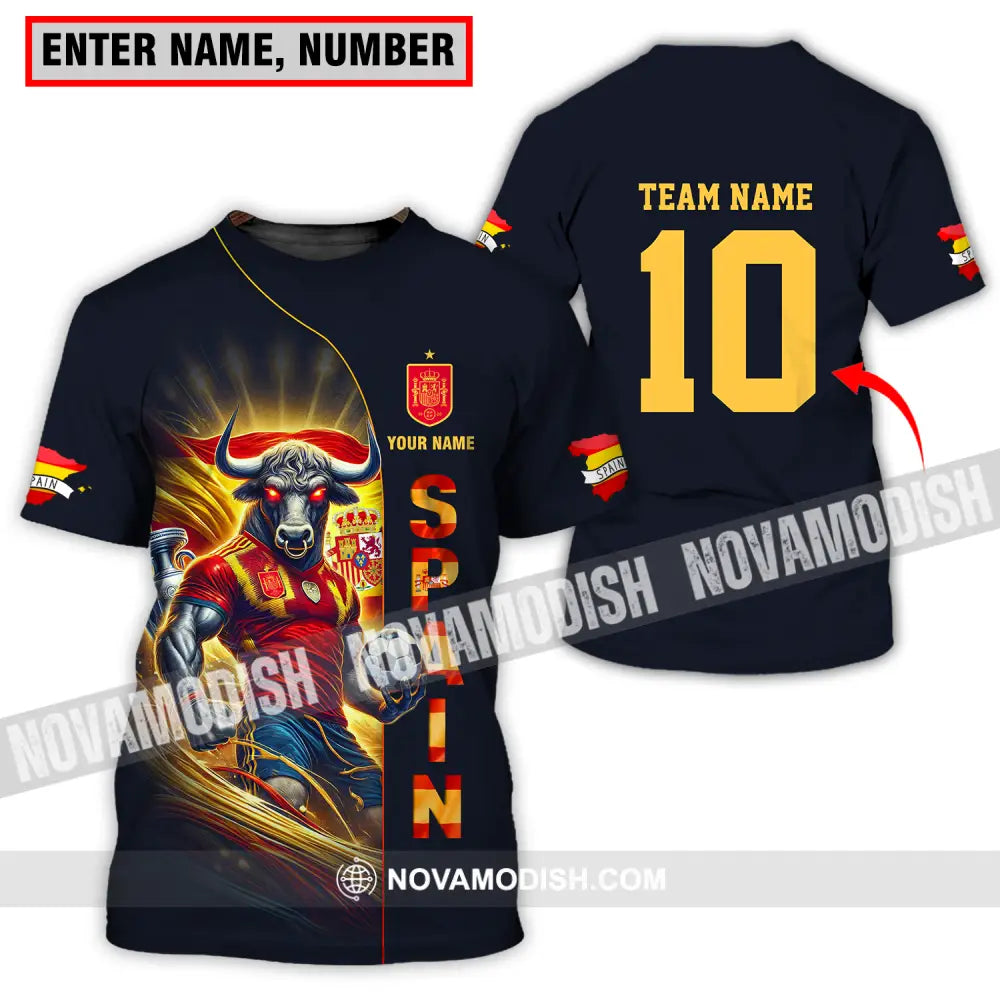 Unisex Shirt - Custom Name And Number Shirt Euro 2024 Cup Spain Team T-shirt