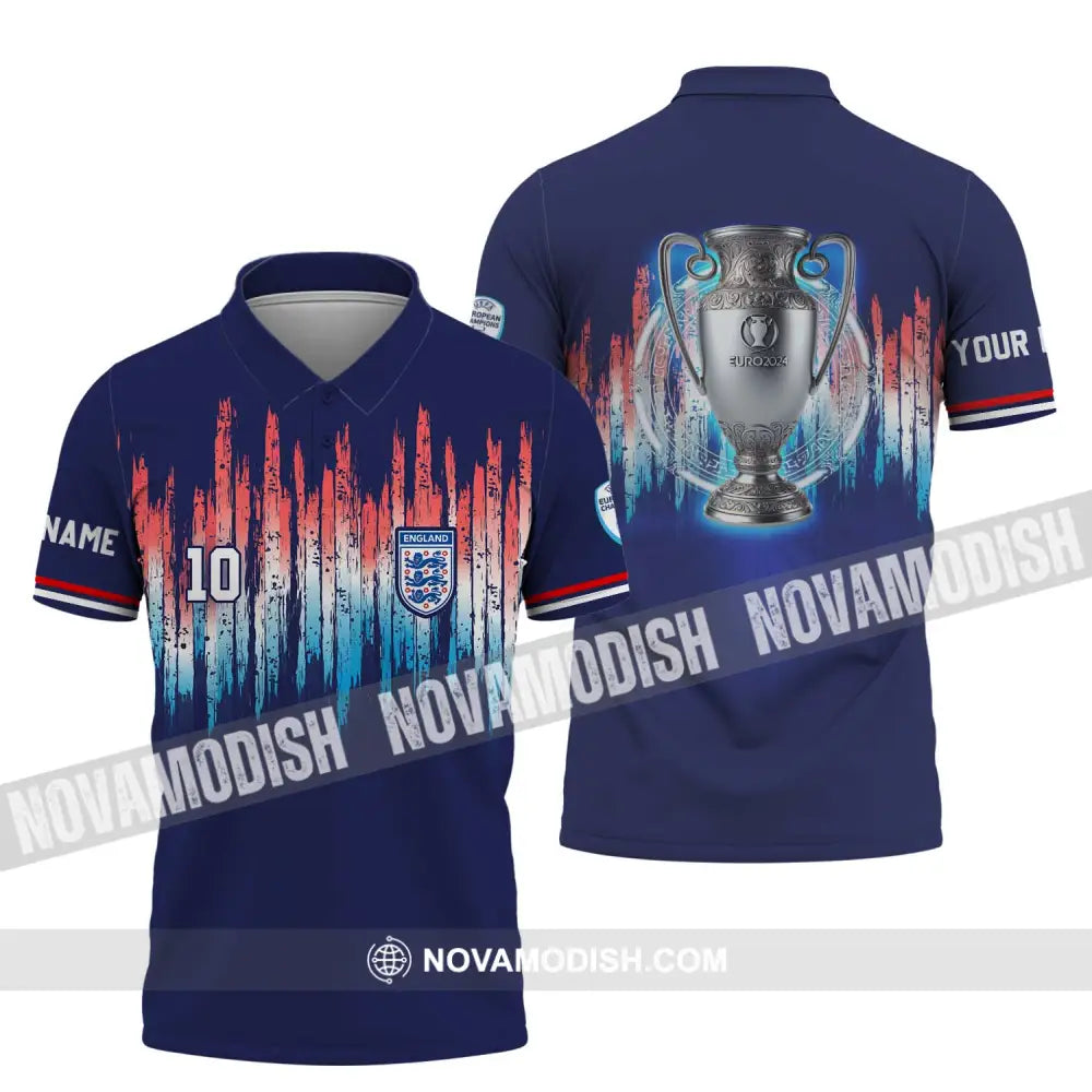 Unisex Shirt - Custom Name And Number Shirt Euro 2024 England Cup Shirt Polo Shirt / S T-shirt