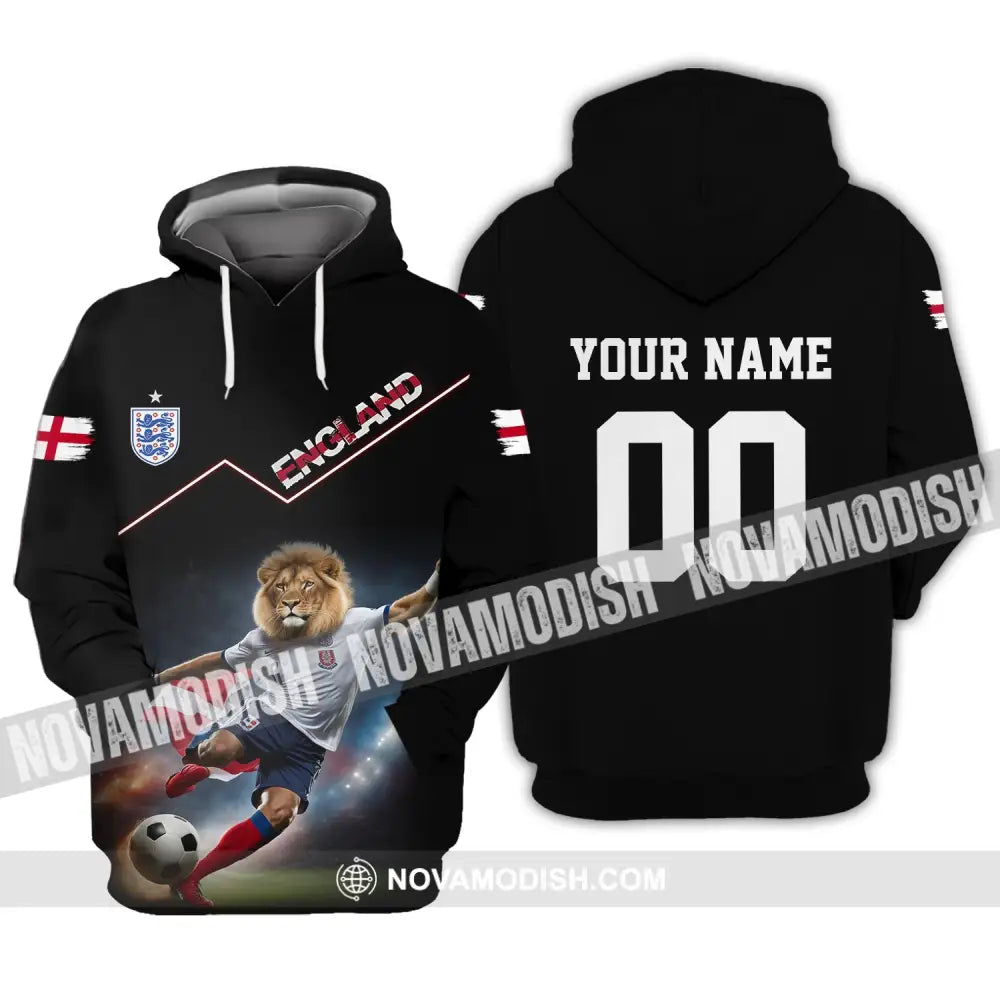 Unisex Shirt - Custom Name And Number Euro 2024 England Lion Shirt Hoodie / S T-shirt
