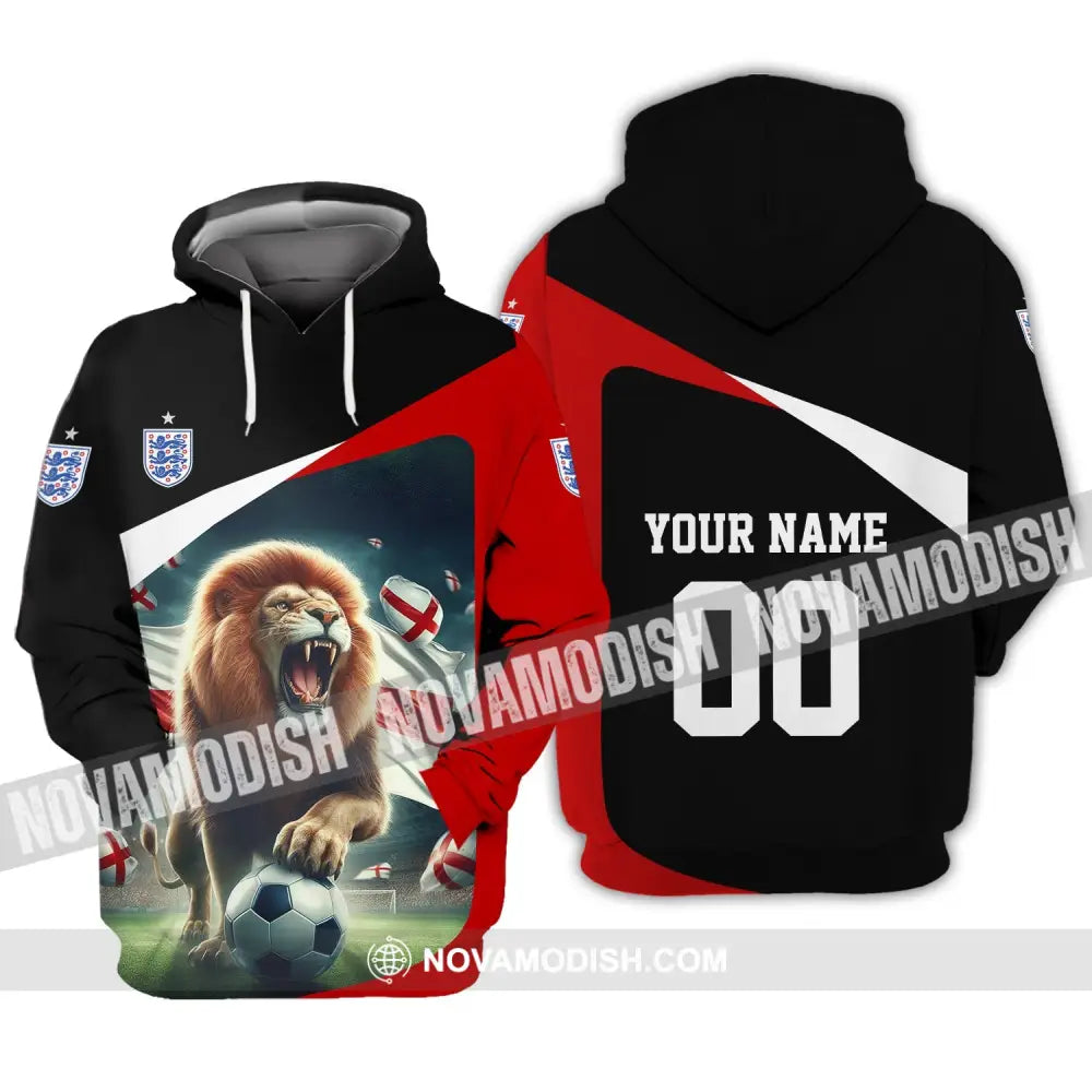 Unisex Shirt - Custom Name And Number Euro 2024 England Lion Line Shirt Hoodie / S T-shirt