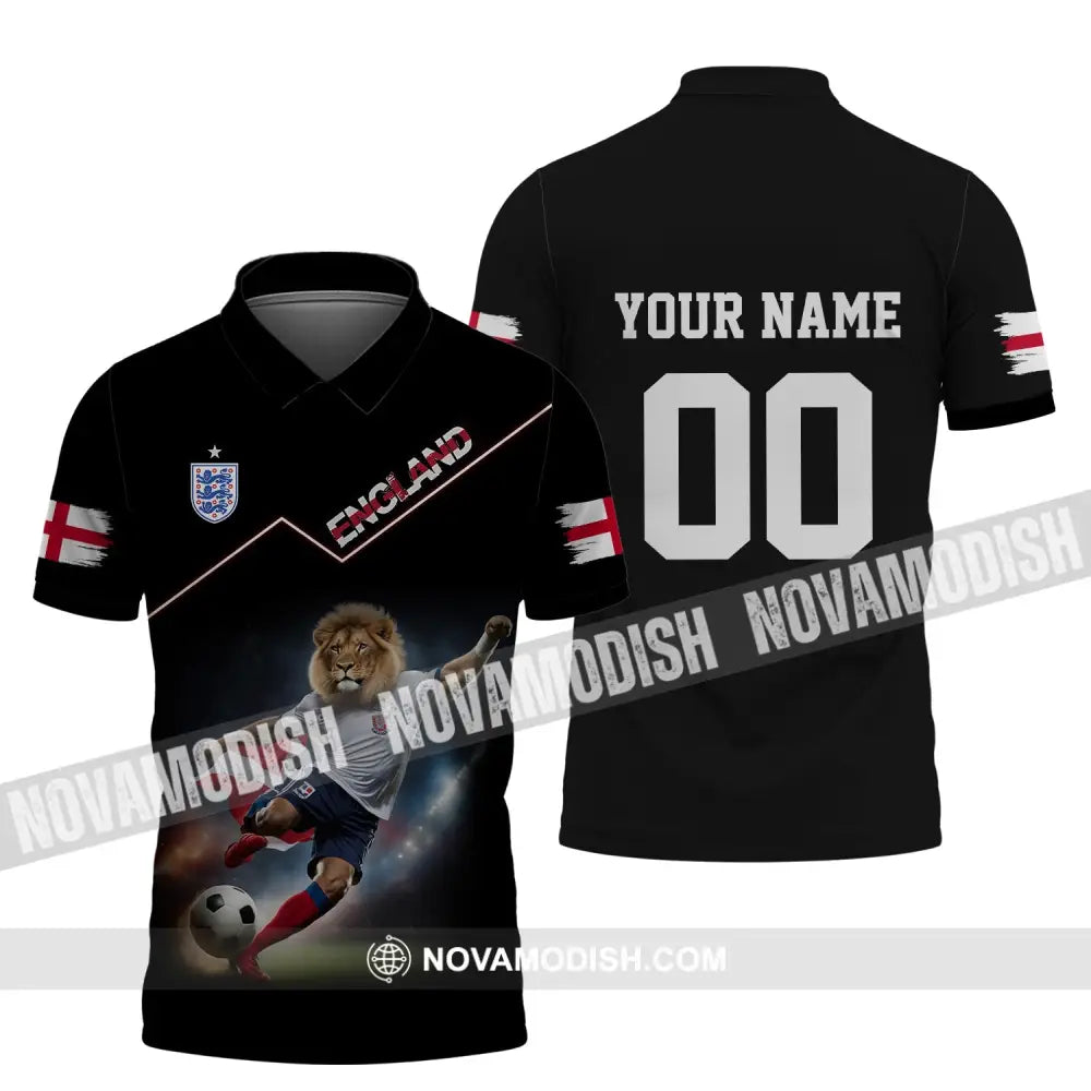 Unisex Shirt - Custom Name And Number Euro 2024 England Lion Shirt Polo Shirt / S T-shirt