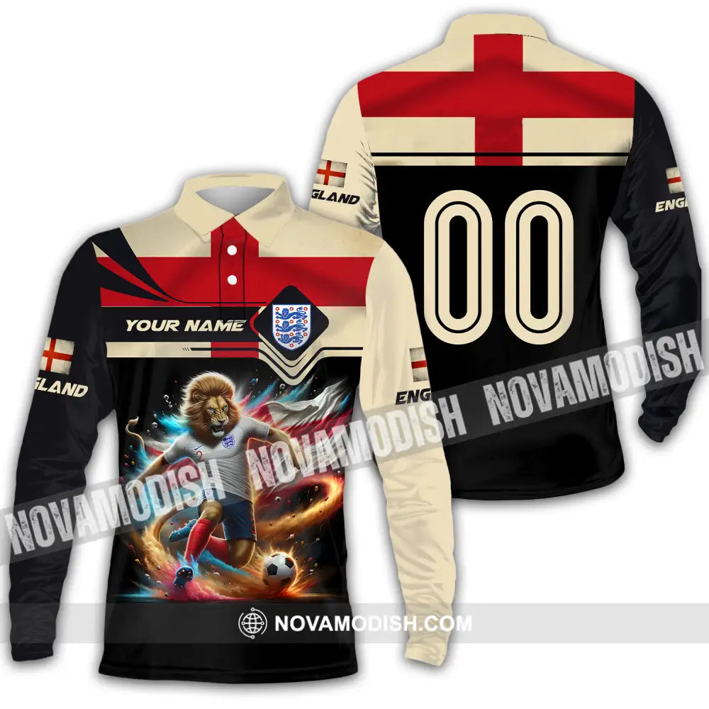 Unisex Shirt - Custom Name And Number Euro 2024 Shirt England Long Sleeve Polo / S T-shirt