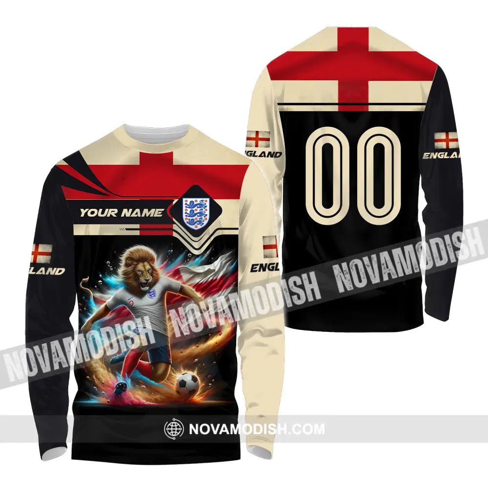 Unisex Shirt - Custom Name And Number Euro 2024 Shirt England Long Sleeve Shirt / S T-shirt