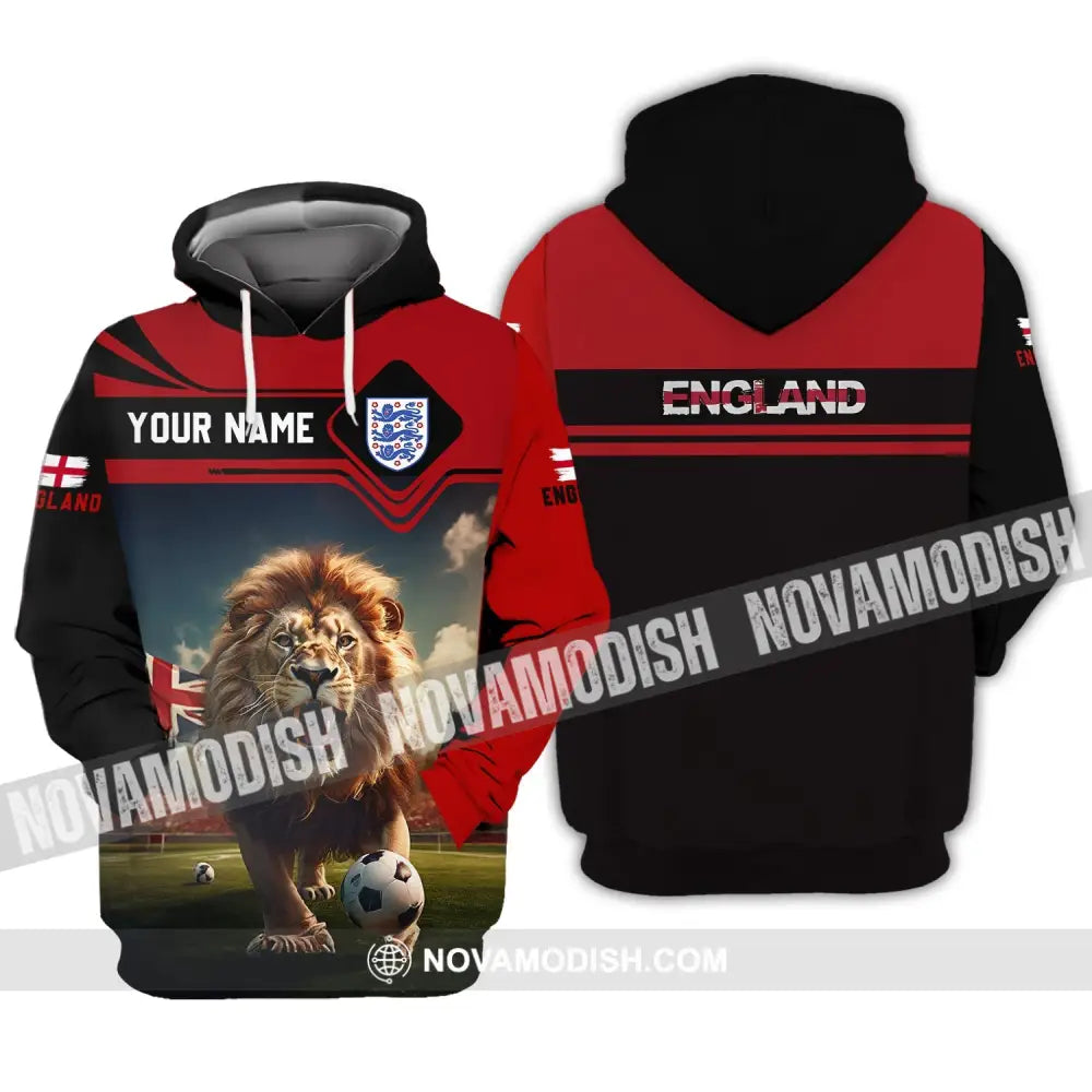 Unisex Shirt - Custom Name And Number Euro 2024 England Team Lover Lion Shirt Hoodie / S T-shirt