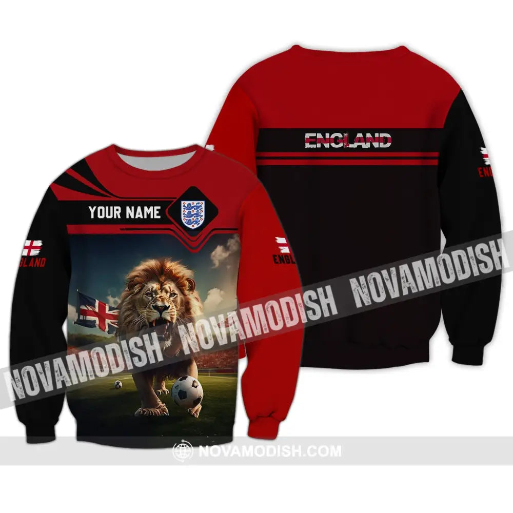Unisex Shirt - Custom Name And Number Euro 2024 England Team Lover Lion Shirt Long Sleeve / S T-shirt
