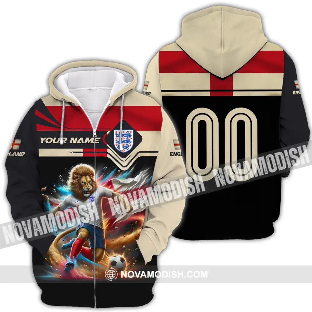 Unisex Shirt - Custom Name And Number Euro 2024 Shirt England Zipper Hoodie / S T-shirt