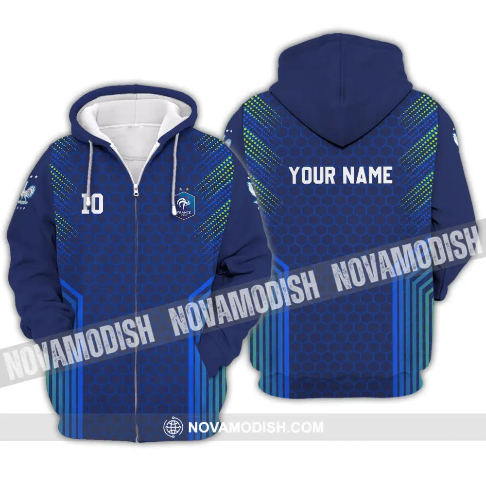 Unisex Shirt - Custom Name And Number Shirt Euro 2024 Shirt FFF France National Team Zipper Hoodie / S T-shirt