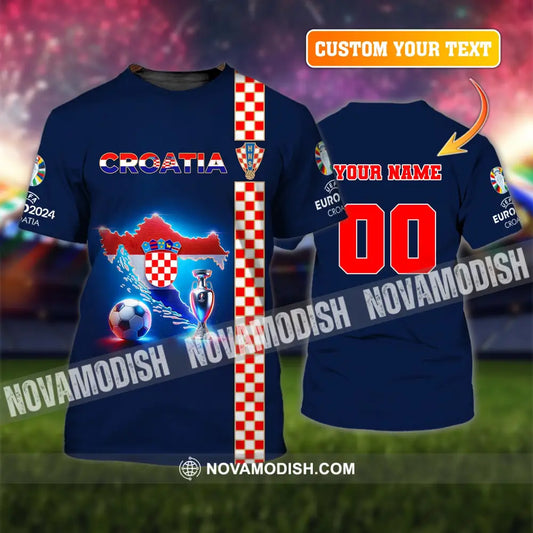 Unisex Shirt Custom Name And Number Euro 2024 Football Croatia Polo Hoodie Long Sleeve T-Shirt