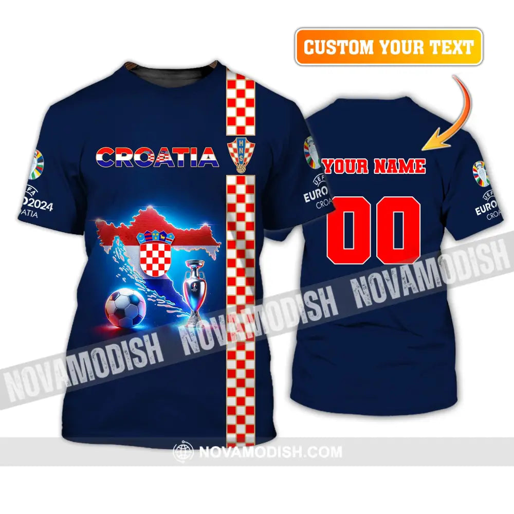 Unisex Shirt Custom Name And Number Euro 2024 Football Croatia Polo Hoodie Long Sleeve T-Shirt