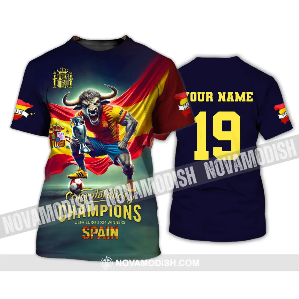 Unisex Shirt Custom Name And Number Euro 2024 Football Spain Polo Hoodie Long Sleeve T-Shirt