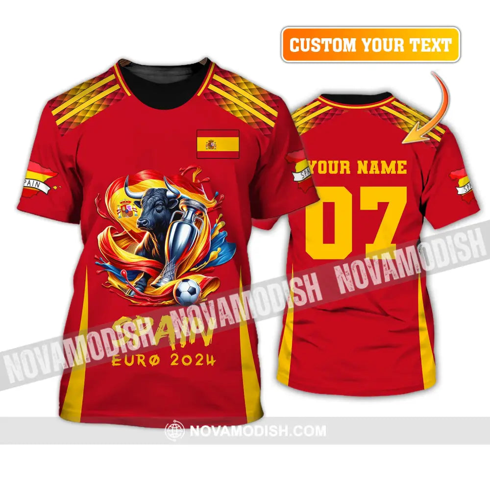 Unisex Shirt Custom Name And Number Euro 2024 Football Spain Polo Hoodie Long Sleeve T-Shirt