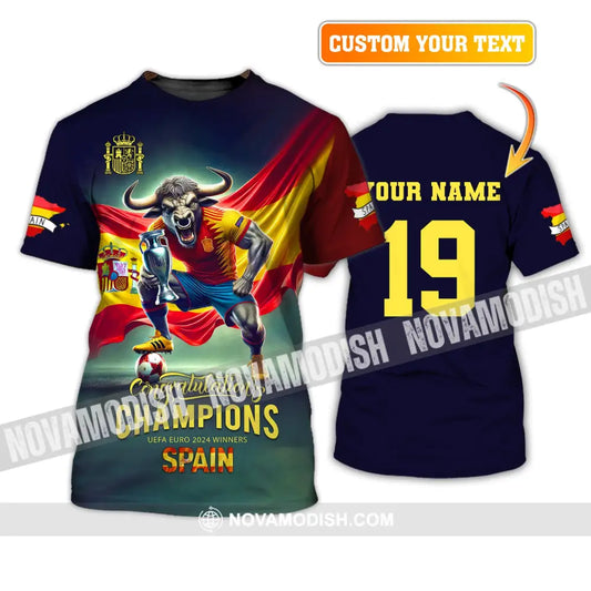 Unisex Shirt Custom Name And Number Euro 2024 Football Spain Polo Hoodie Long Sleeve T-Shirt