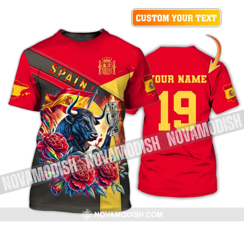 Unisex Shirt Custom Name And Number Euro 2024 Football Spain Polo Hoodie Long Sleeve T-Shirt