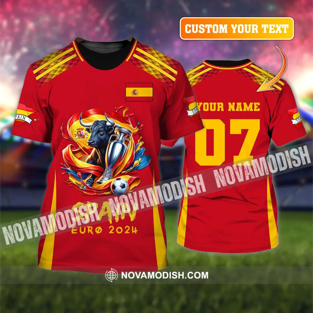 Unisex Shirt Custom Name And Number Euro 2024 Football Spain Polo Hoodie Long Sleeve T-Shirt